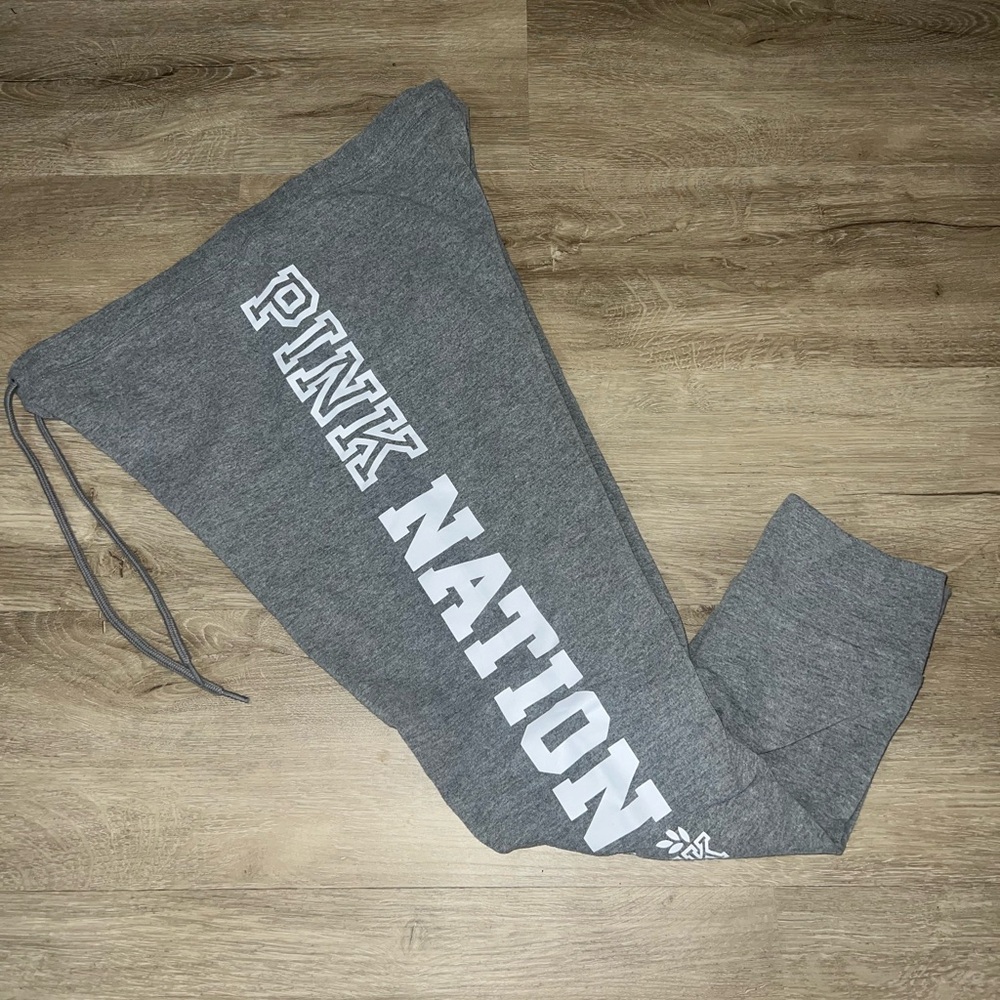 Pink victoria’s Secret Women’s Gray Yoga Leggings Joggers Logo Bottoms Large